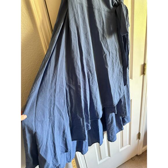 Soft Surroundings Cotton EmbroideredWrap Dress Blue Size Medium - Picture 7 of 8